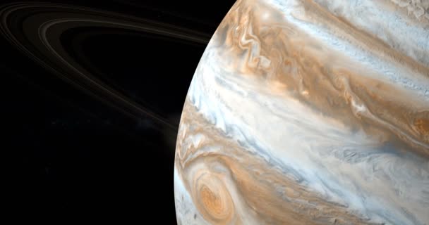 Jupiter Planet Rotation Her Rings Outer Space — Stock Video