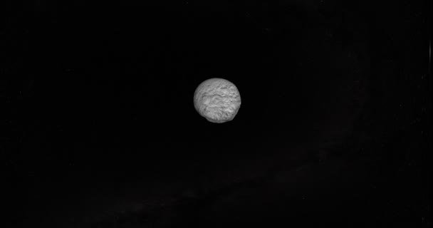拉里萨月球在太空中盘旋 向摄像机驶去 — 图库视频影像