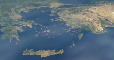 Akdeniz 'deki Ege Denizi, Dünya' nın dış uzayından gelen hava manzarası