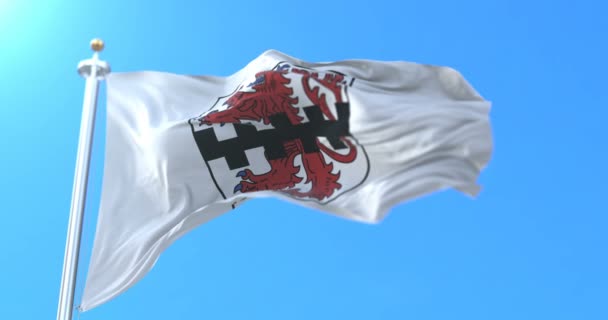 Flaga Miasta Leverkusen Stan Nadrenia Północna Westfalia Niemcy Pętla — Wideo stockowe
