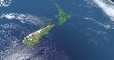 Dünya gezegeni, uzaydan gelen hava görünümünü Island'da Yeni Zelanda