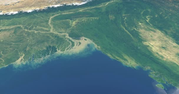 Delta Van Ganges Rivier Planeet Aarde Luchtfoto Vanuit Ruimte — Stockvideo