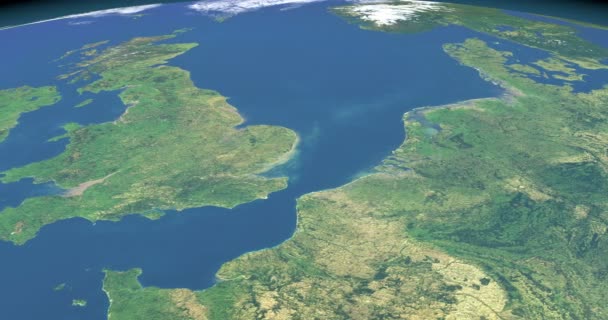 English Channel Planet Earth Aerial View Outer Space — Stock Video