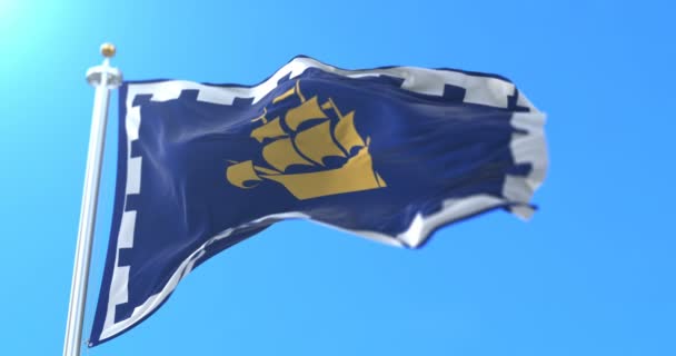 Flagge Der Stadt Quebec Der Kanadischen Provinz Quebec Kanada Schleife — Stockvideo