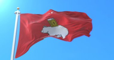 Şehrin bayrağı ve Perm, Rusya idari merkezi. Döngü