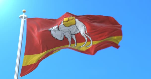 Flagga För Det Ryska Federala Ämnet Tjeljabinsk Oblast Ryssland Ögla — Stockvideo