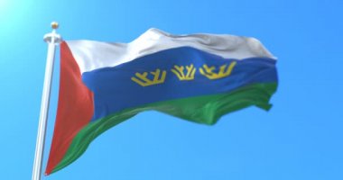 Rusya 'nın Tyumen Oblastı federal Rus bayrağı. Döngü