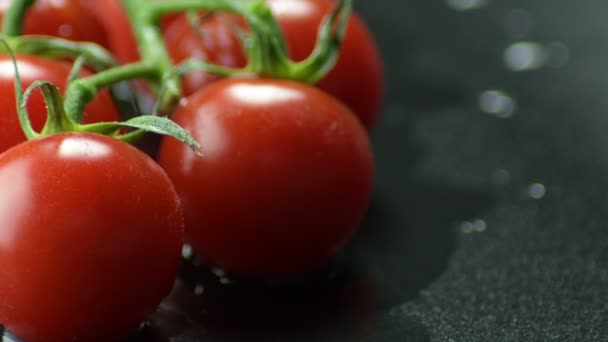 Natural Fresh Cherries Tomatoes Gyrating — Stock Video