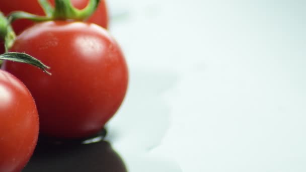 Cherries Tomatoes Gyrating Black Background — ストック動画