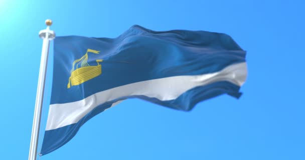 Flaga Miasta Centrum Administracyjnego Tyumen Rosja Pętla — Wideo stockowe