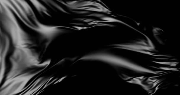 Black Cloth Black Silk Waving Wind Slow Loop — Stock Video