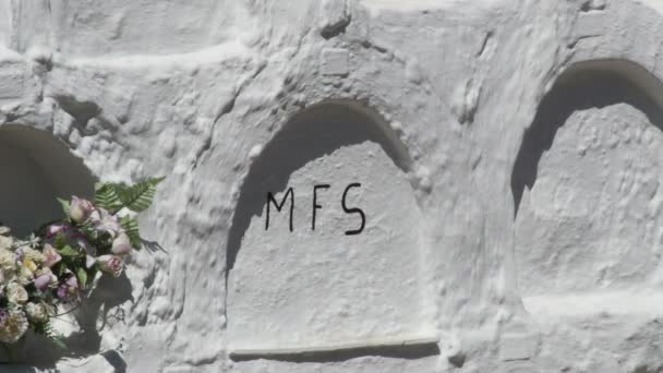 Wybielone Białe Grobowce Okrągłym Cmentarzu Sayalonga — Wideo stockowe