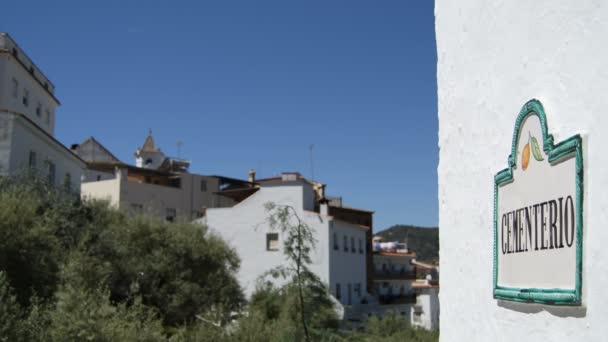 Letrero Del Cementerio Entrada Cementerio Blanco Andaluz — Vídeo de stock