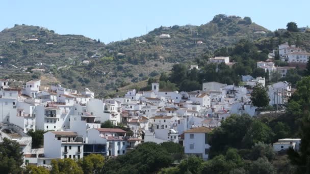 Andalusian Village White Houses Mountain Sunny Day Sayalonga Spain — Stock Video