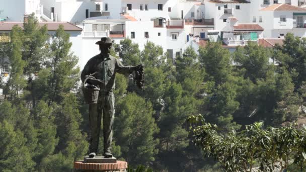 Statue Spanish Peasant Grape Harvester Sayalonga Spain — Stock Video