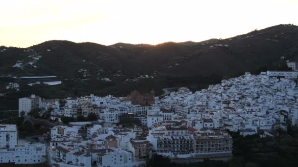 Vista Panorámica Del Pueblo Andalucía Torrox España Crepuscule — Vídeos de Stock