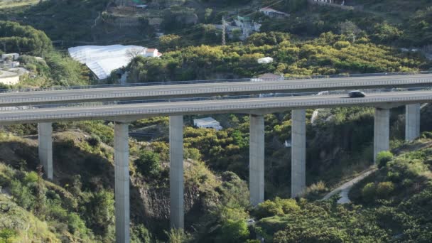 Automobili Che Circolano Ponte Autostrada Tramonto — Video Stock