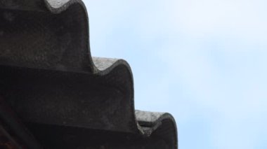 Endüstriyel bir barakadaki asbest kiremit çatı