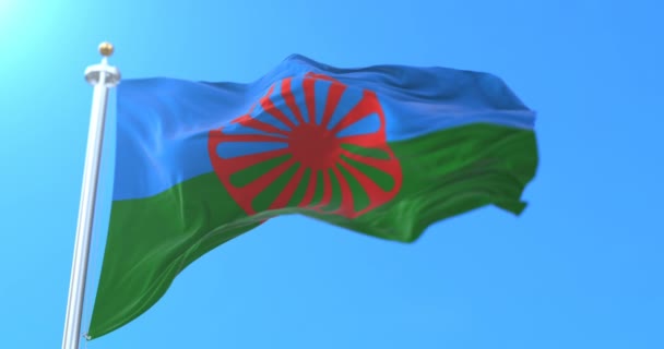 Vlag Van Het Romani Volk Lijn — Stockvideo