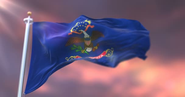 Flagga Delstaten North Dakota Region Usa Vinkar Vid Solnedgången Loop — Stockvideo
