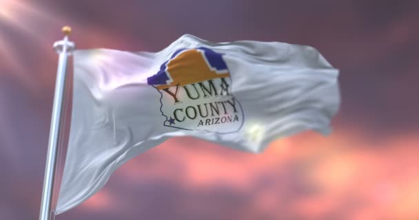 Drapeau Comté Yuma Coucher Soleil État Arizona États Unis Boucle — Video