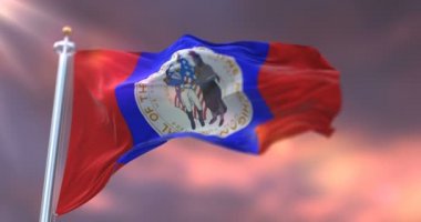 Flag of Wayne county at sunset, state of Michigan, in United States - loop