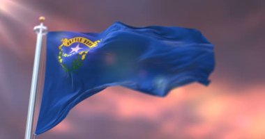 Nevada eyaleti bayrağı gün batımında, Birleşik Devletler bölgesi - döngü
