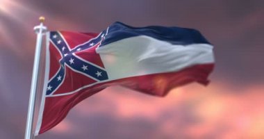 Günbatımında Amerika 'nın Mississippi bayrağı - döngü