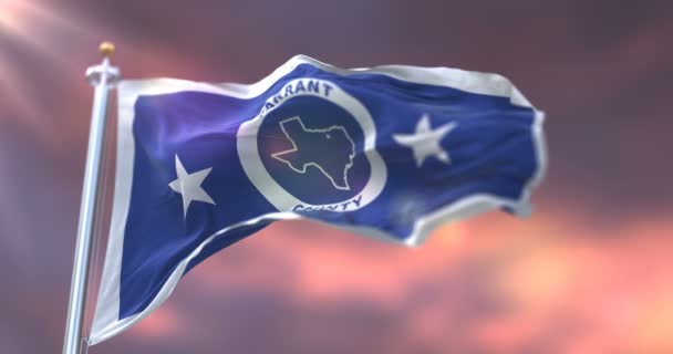 Bandeira Condado Tarrant Pôr Sol Estado Texas Nos Estados Unidos — Vídeo de Stock