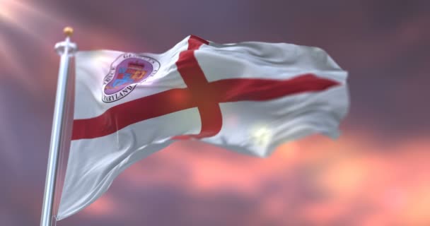 Flagge Des Prince George County Märchenland Bei Sonnenuntergang Vereinigte Staaten — Stockvideo