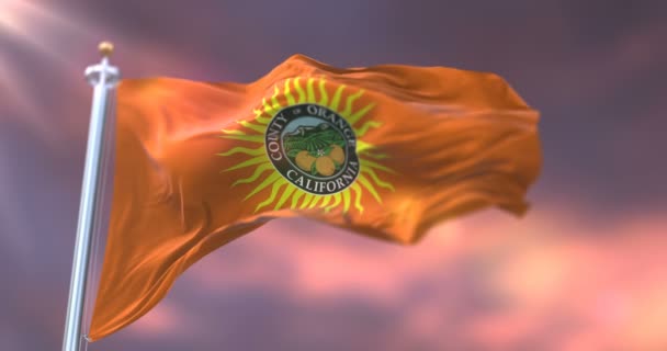 Bandeira Condado Orange Pôr Sol Estado Califórnia Nos Estados Unidos — Vídeo de Stock