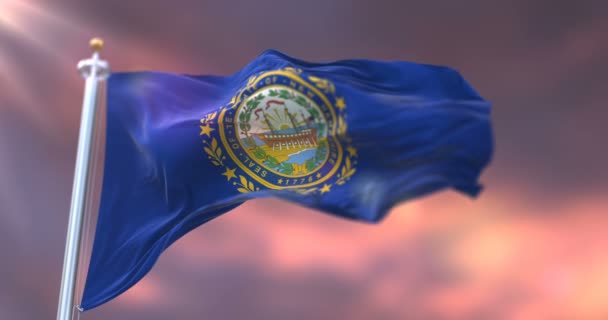 Bandeira New Hampshire State Sunset Region United States Loop — Vídeo de Stock