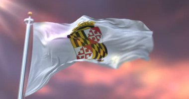 Gün batımında Anne Arundel bayrağı, Maryland eyaleti, Birleşik Devletler - döngü