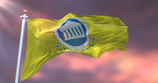 Flagge Von Arlington Bei Sonnenuntergang County Virginia Den Vereinigten Staaten — Stockvideo