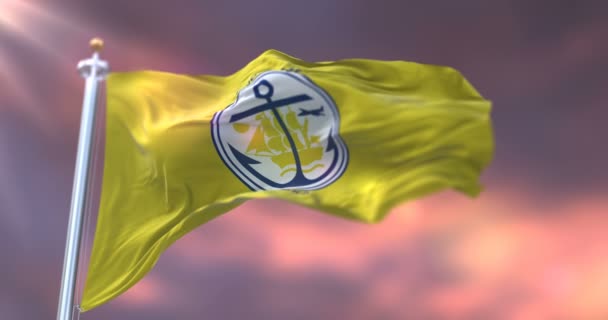 Bandeira Anchorage Pôr Sol Alasca Nos Estados Unidos América Loop — Vídeo de Stock