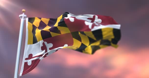 Bandeira Estado Maryland Pôr Sol Região Dos Estados Unidos Loop — Vídeo de Stock