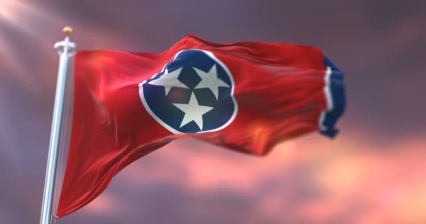 Flag Tennessee State Sunset Region United States Loop — Stock Video
