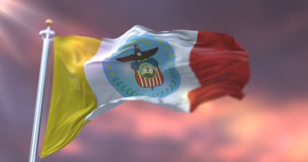 Flaga Kolumba Zachodzie Słońca Miasto Stany Zjednoczone Ameryki Pętla — Wideo stockowe
