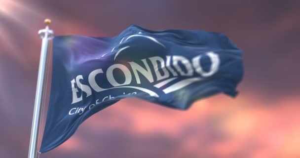 Прапор Ескондідо Заході Сонця Місто Каліфорнія Сполучені Штати Америки — стокове відео