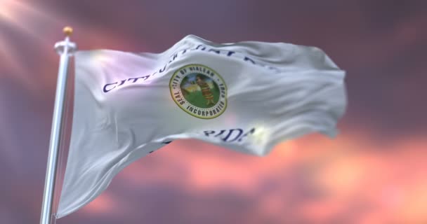 Vlag Van Hialeah Bij Zonsondergang Stad Florida Verenigde Staten Van — Stockvideo