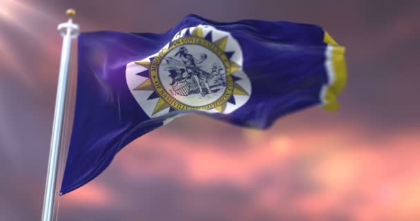 Σημαία Του Νάσβιλ Ηλιοβασίλεμα Πόλη Του Τενεσί Ηνωμένες Πολιτείες Της — Αρχείο Βίντεο