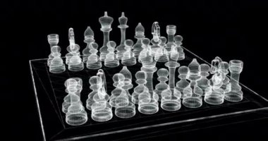 Satranç tahtasının 3 boyutlu hologram ekran döngüsü