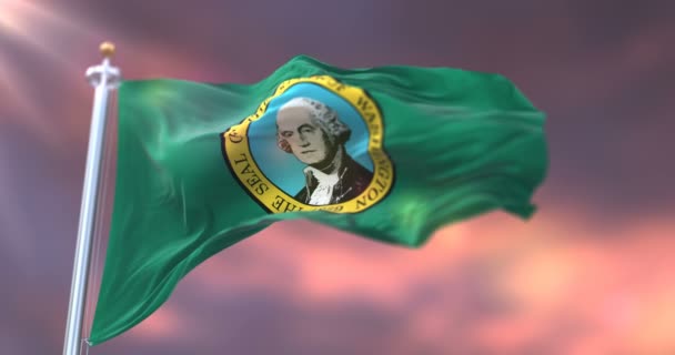 Flagge Von Washington State Region Der Vereinigten Staaten Von Amerika — Stockvideo