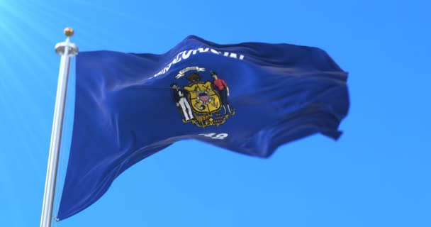 Bandera Del Estado Wisconsin Región Los Estados Unidos América Bucle — Vídeos de Stock