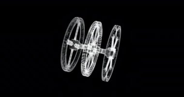 Bir uzaysal istasyonun hologram ekranı 3d - döngü