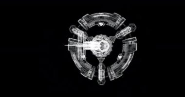 Bir uzay gemisinin hologram ekran 3 boyutlu döngüsü