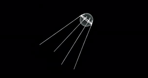 Hologram Οθόνη Του Ρωσικού Δορυφόρου Sputnik Βρόχο — Αρχείο Βίντεο