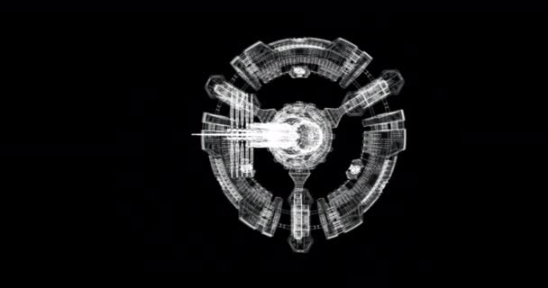 Schermo Olografico Una Nave Spaziale Loop — Video Stock