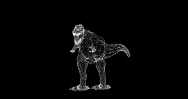 Tyrannosaurus Rex Dinozor Dönüşümünün Boyutlu Hologram Ekranı Döngü — Stok video