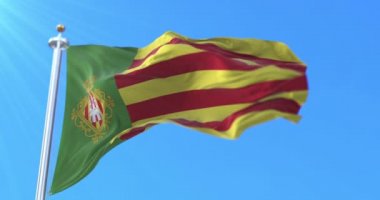 Flag of the spanish city of Castellon in Valencia, Spain - Loop